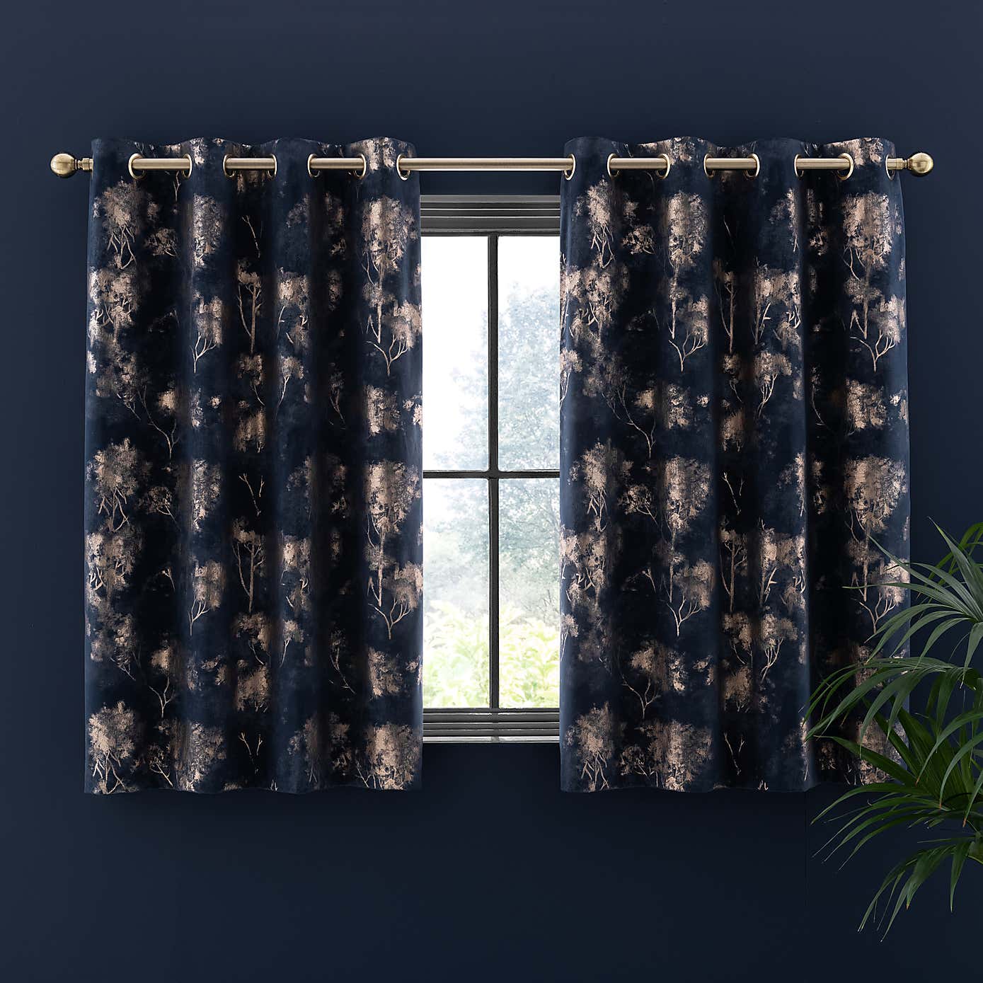 Velour Trees Eyelet Curtains