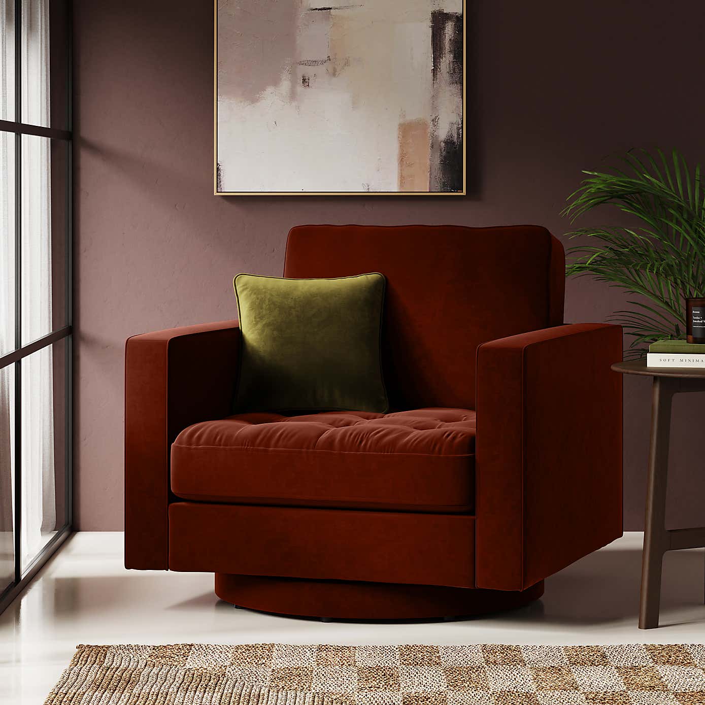 Zoe Velvet Swivel Chair