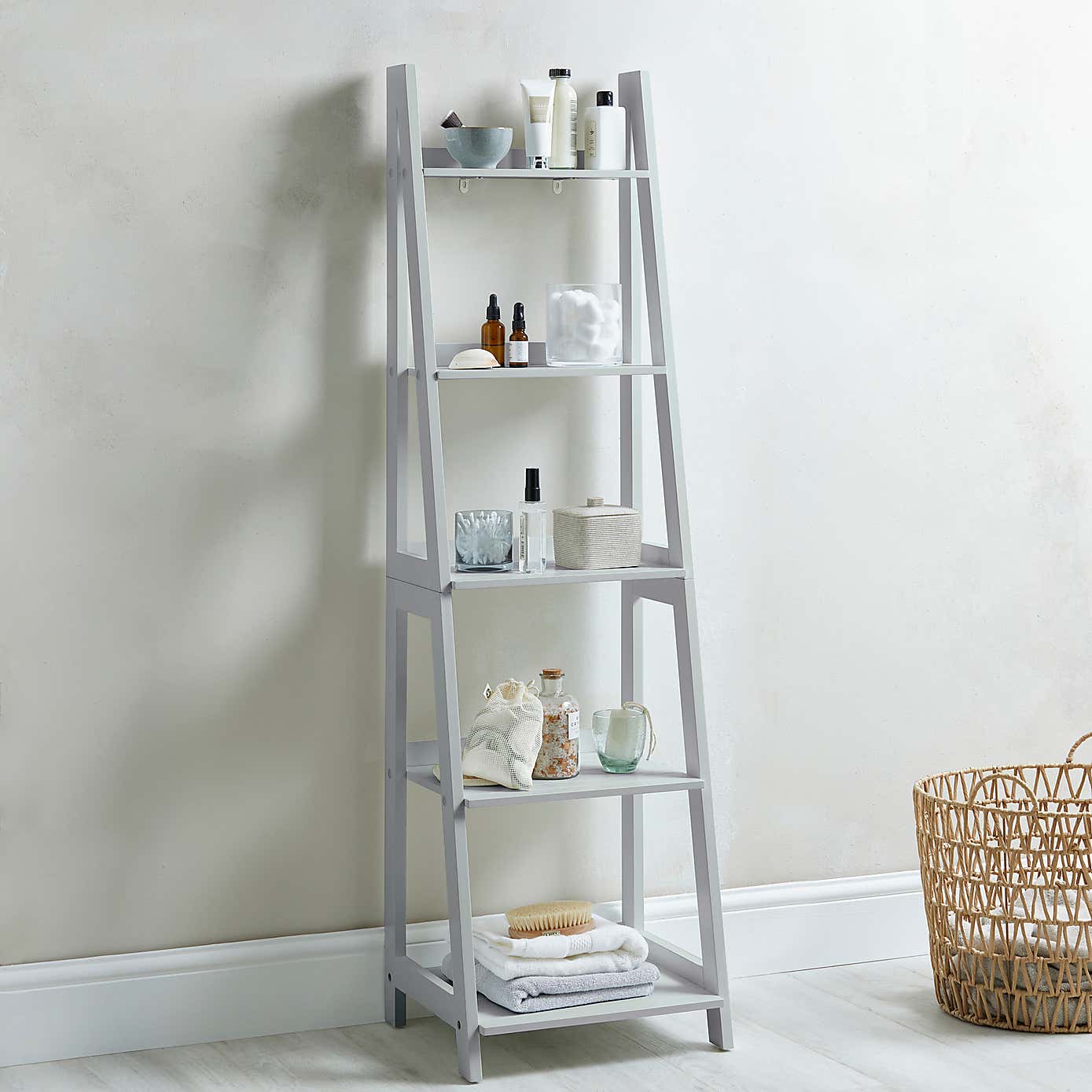 Nautical White Ladder Shelves