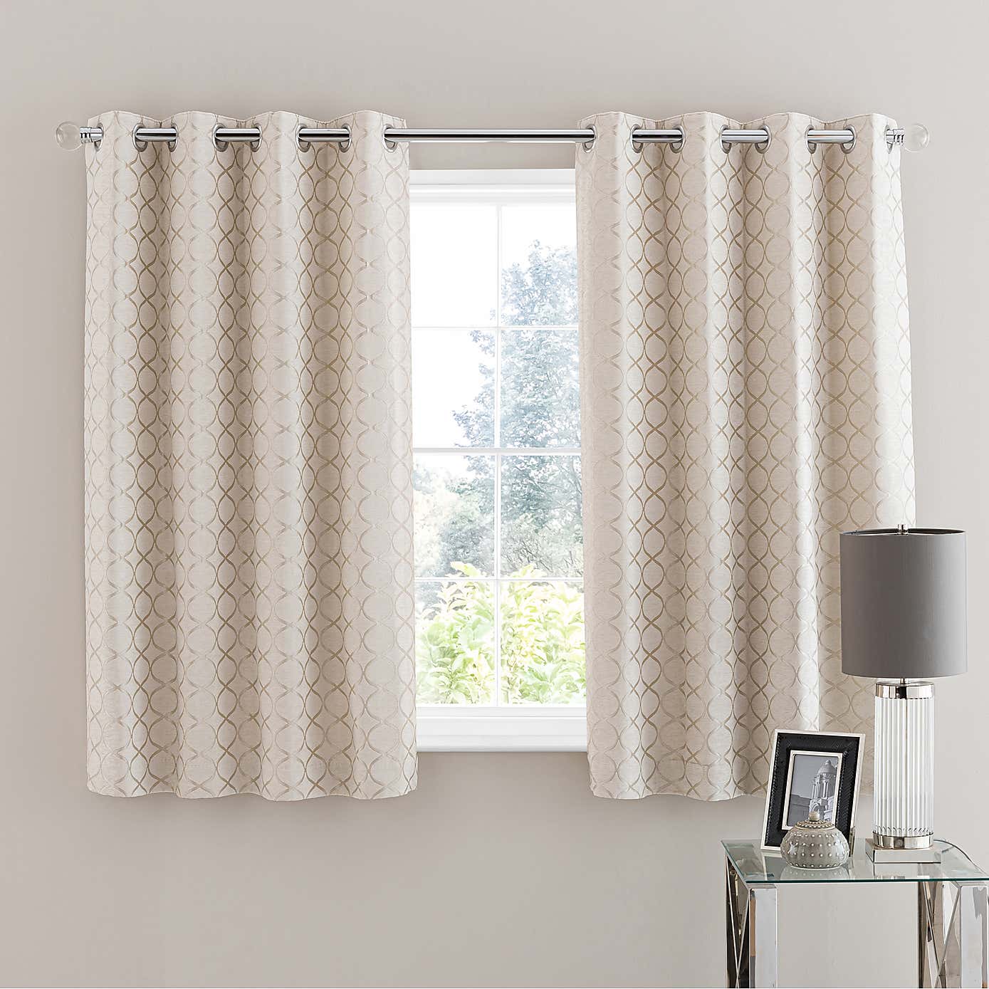 Chenille Ogee Eyelet Curtains