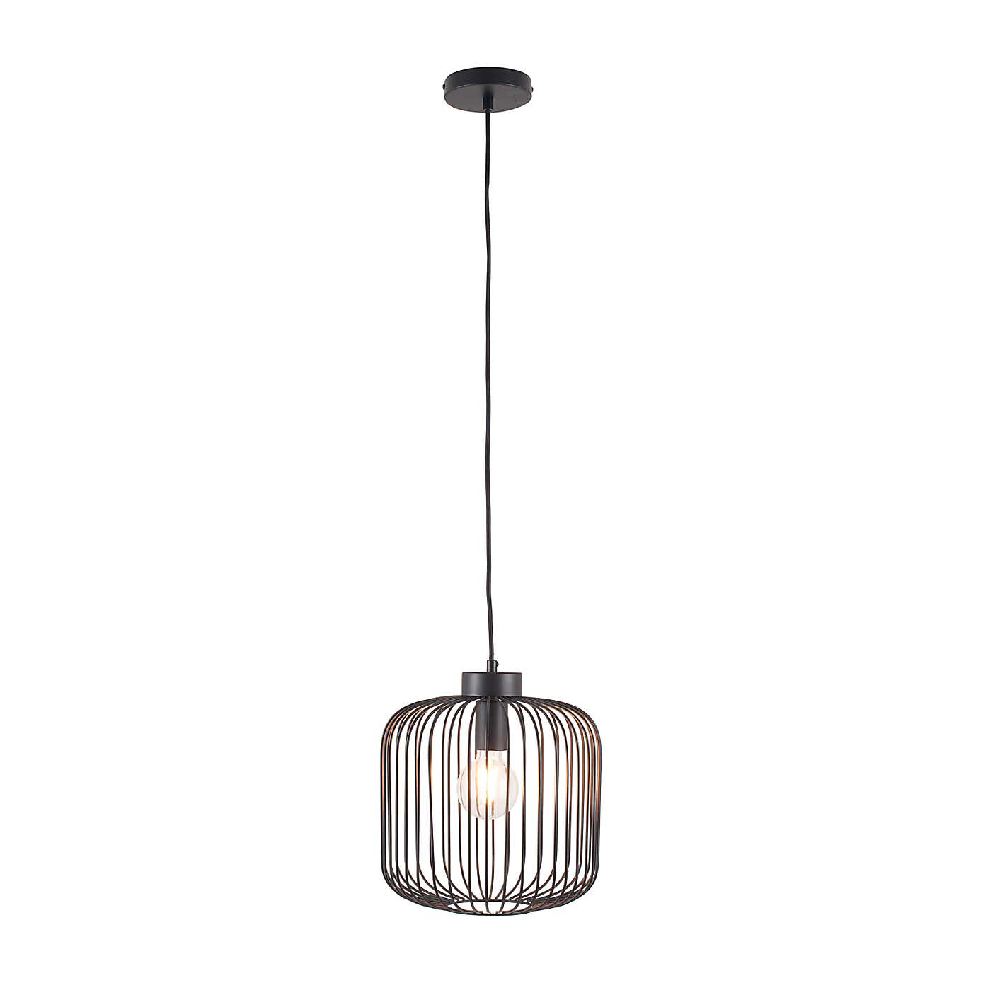 Dania Metal Wire Pendant, Matt Black