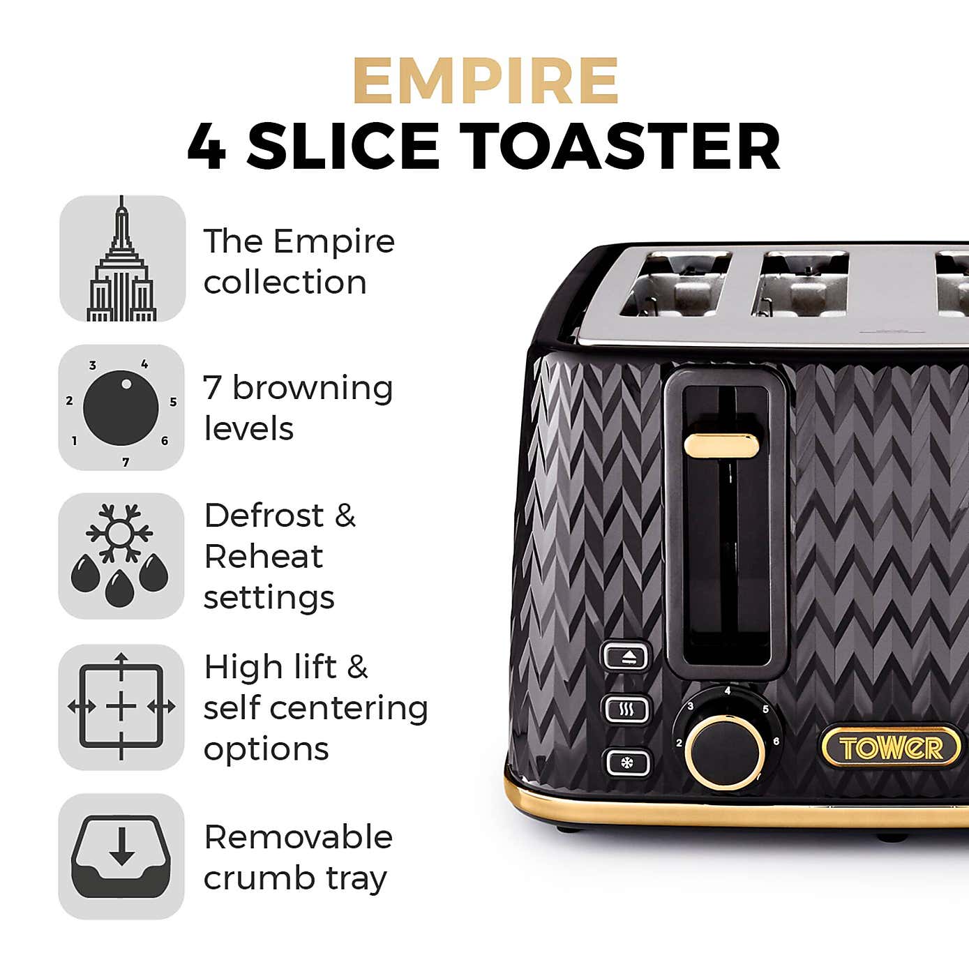 TOWER Empire 4 Slice Toaster