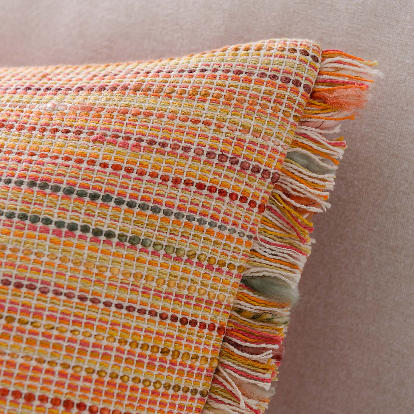 Ava Flat Weave Cotton Square Cushion