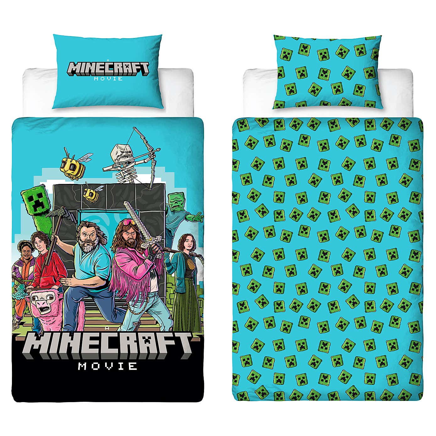 Minecraft Movie Squad Polycotton Single Duvet Cover & Pillowcase Set