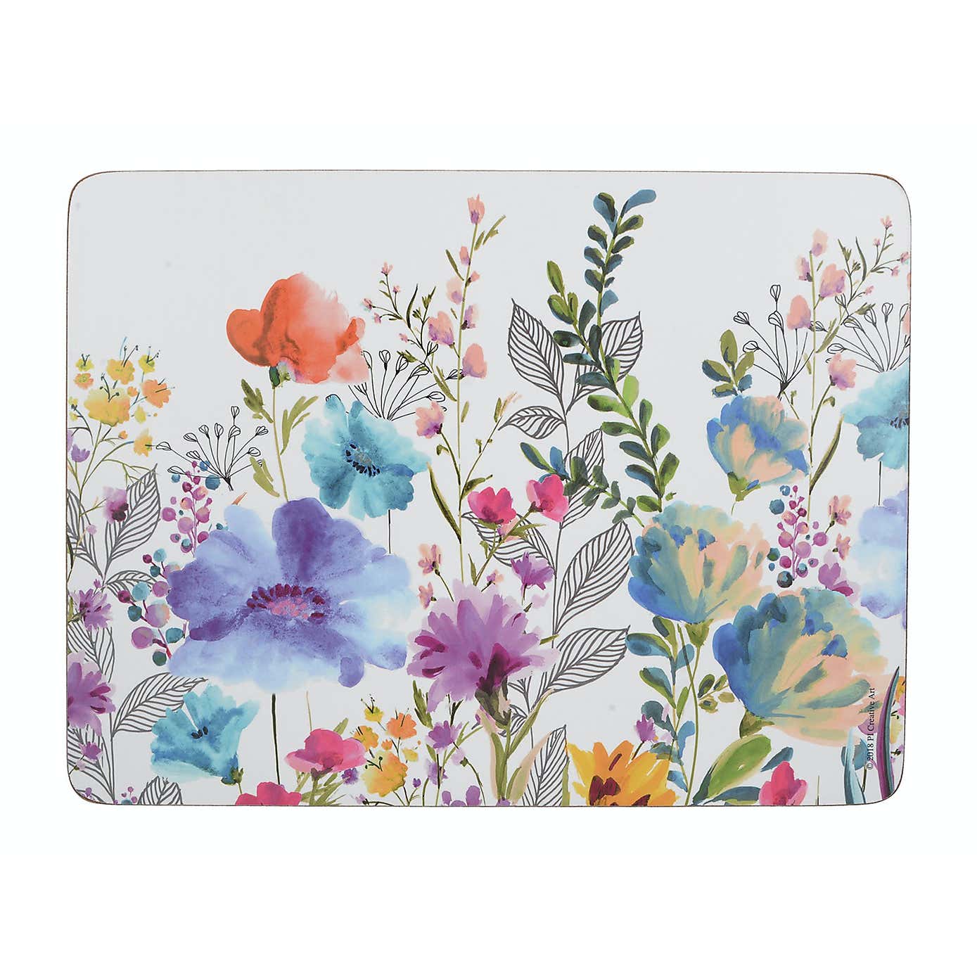 Creative Tops Set of 6 Meadow Floral Blue Wooden Placemats