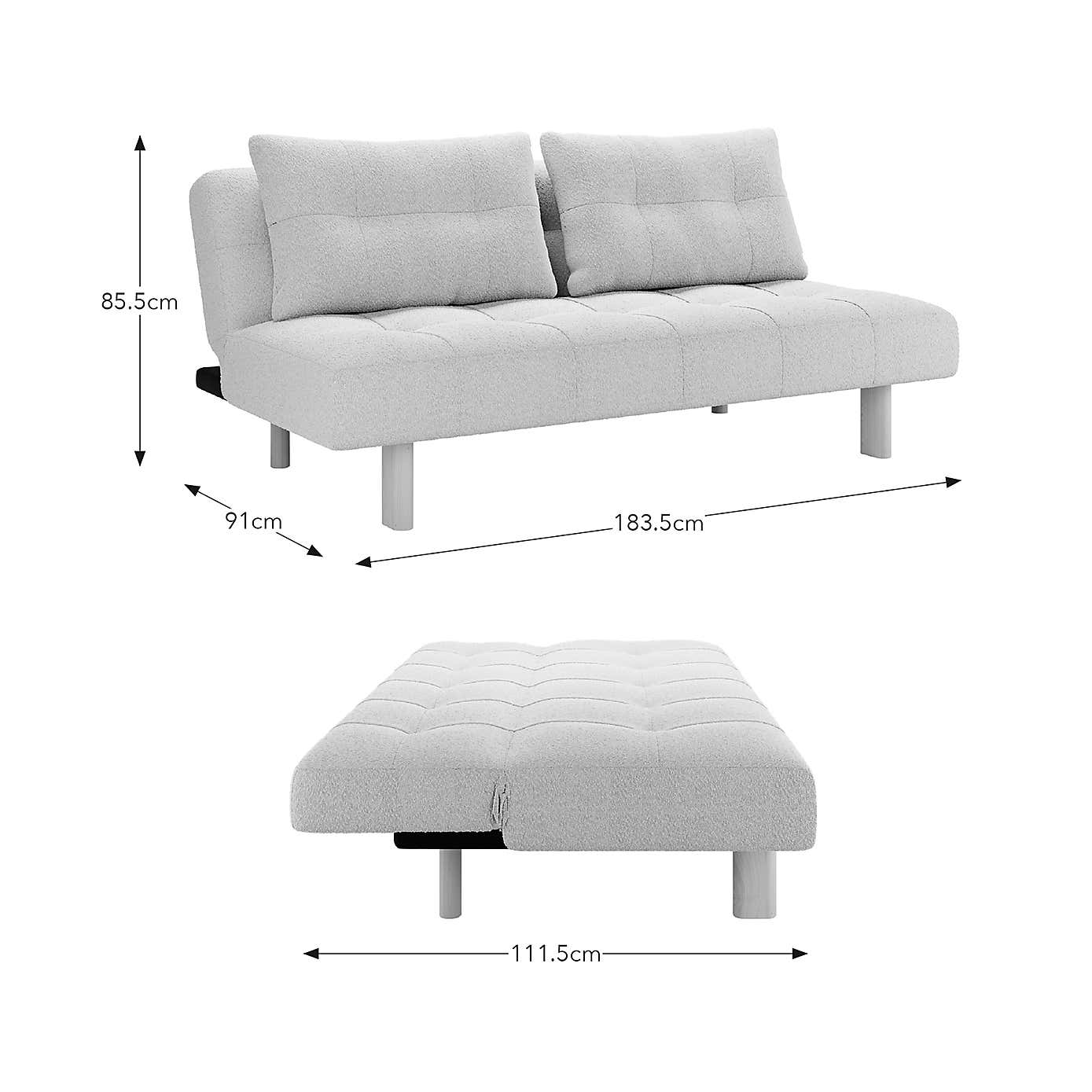 Lottie Boucle Two Tone Clic Clac Double Sofa Bed