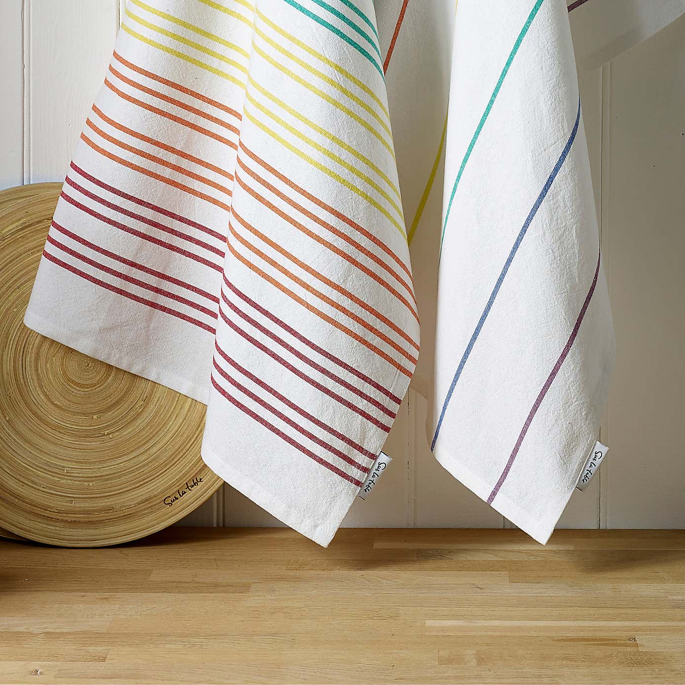 Set of 2 Sur La Table Colour Me Happy Stripes Tea Towels