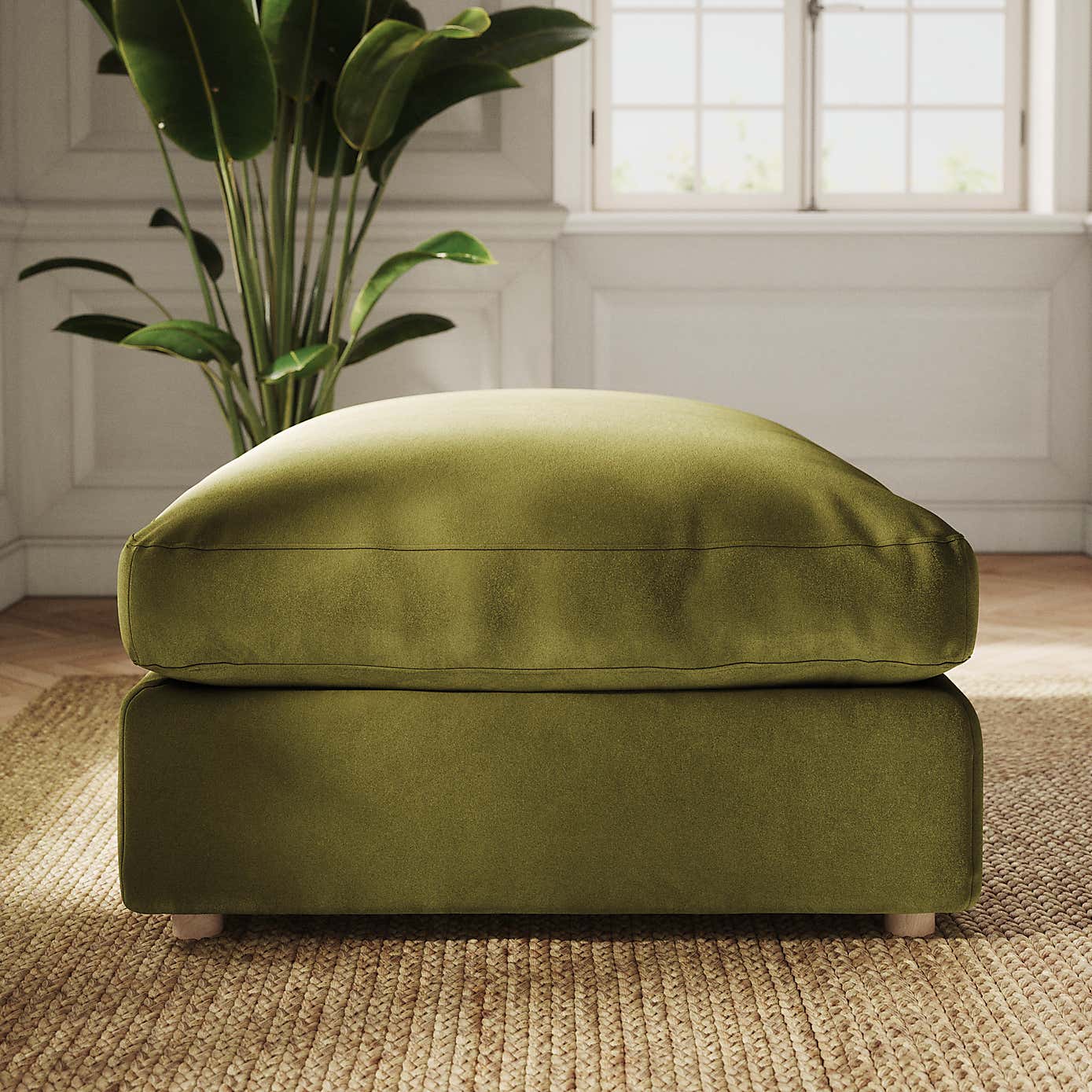 Full Circle Austin Luxury Velvet Modular Footstool