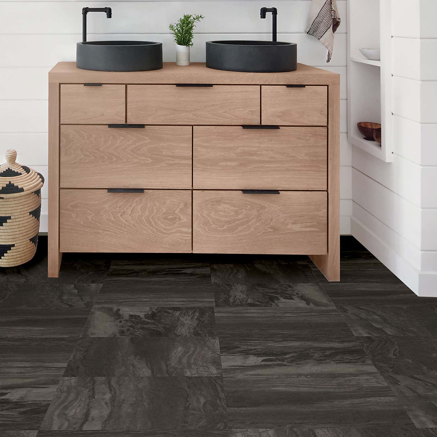 Raven Black Self Adhesive Floor Tiles