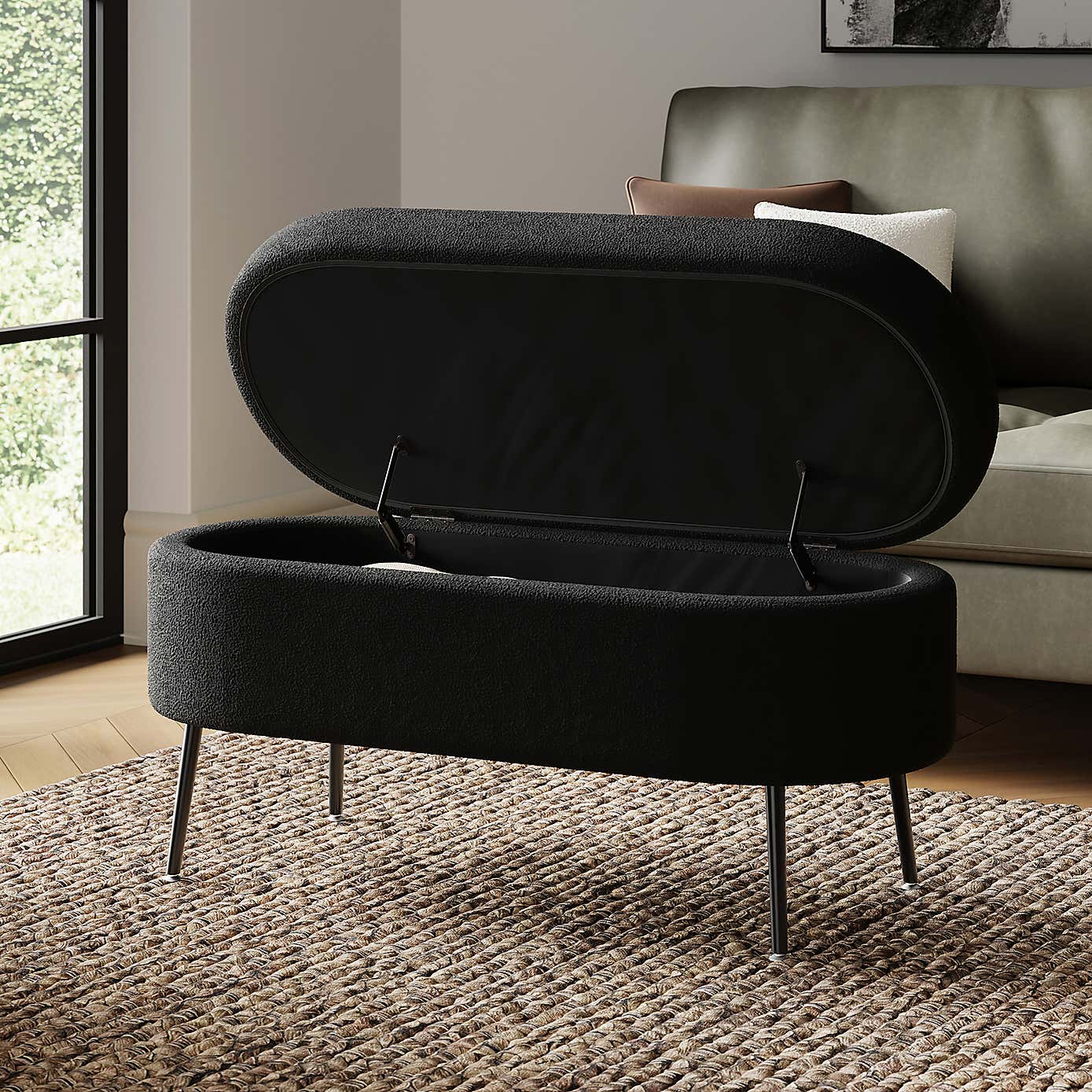 Evie Boucle Storage Ottoman