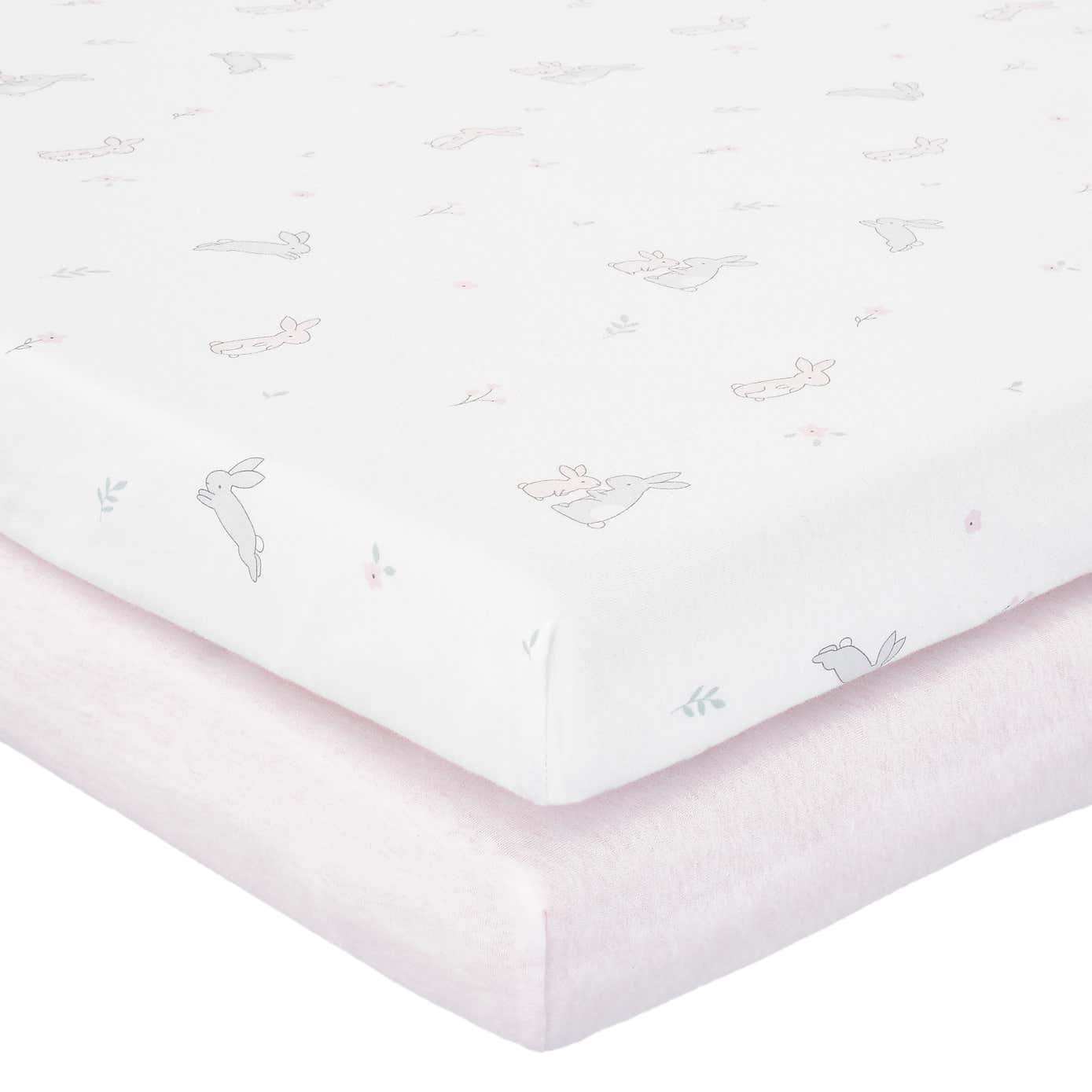 Pack of 2 Jersey Pink Bunny Fitted Sheets