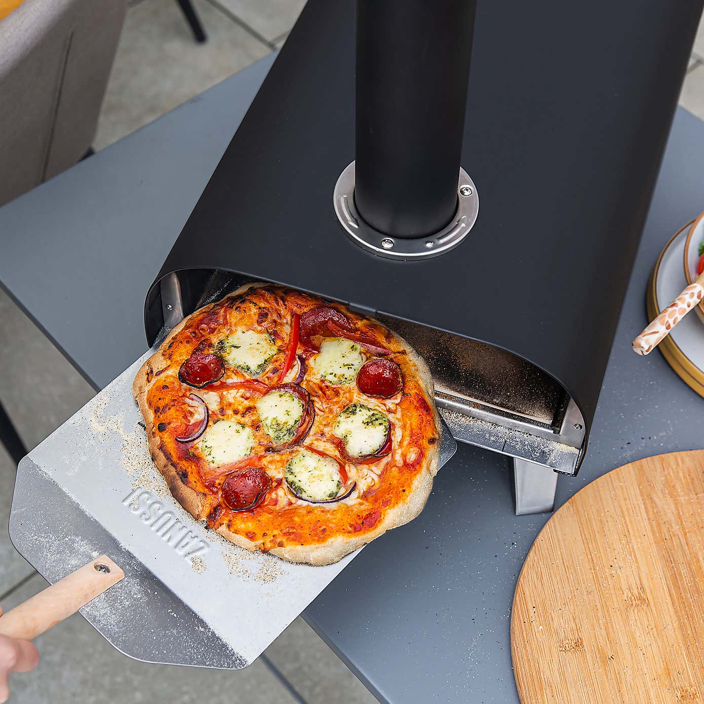 Zanussi Wood Pellet Pizza Oven with Paddle & Cover