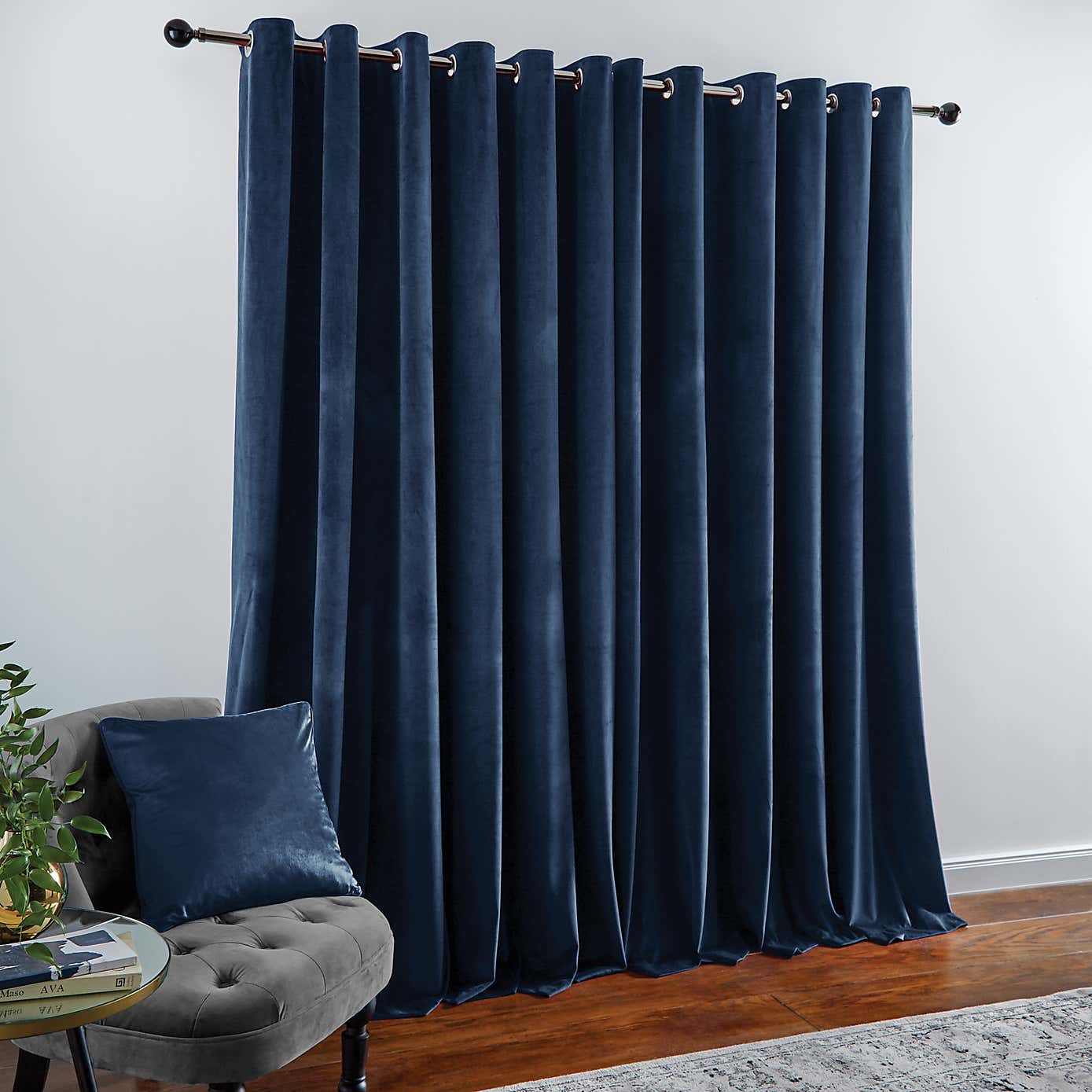 Recycled Velour Eyelet Curtains