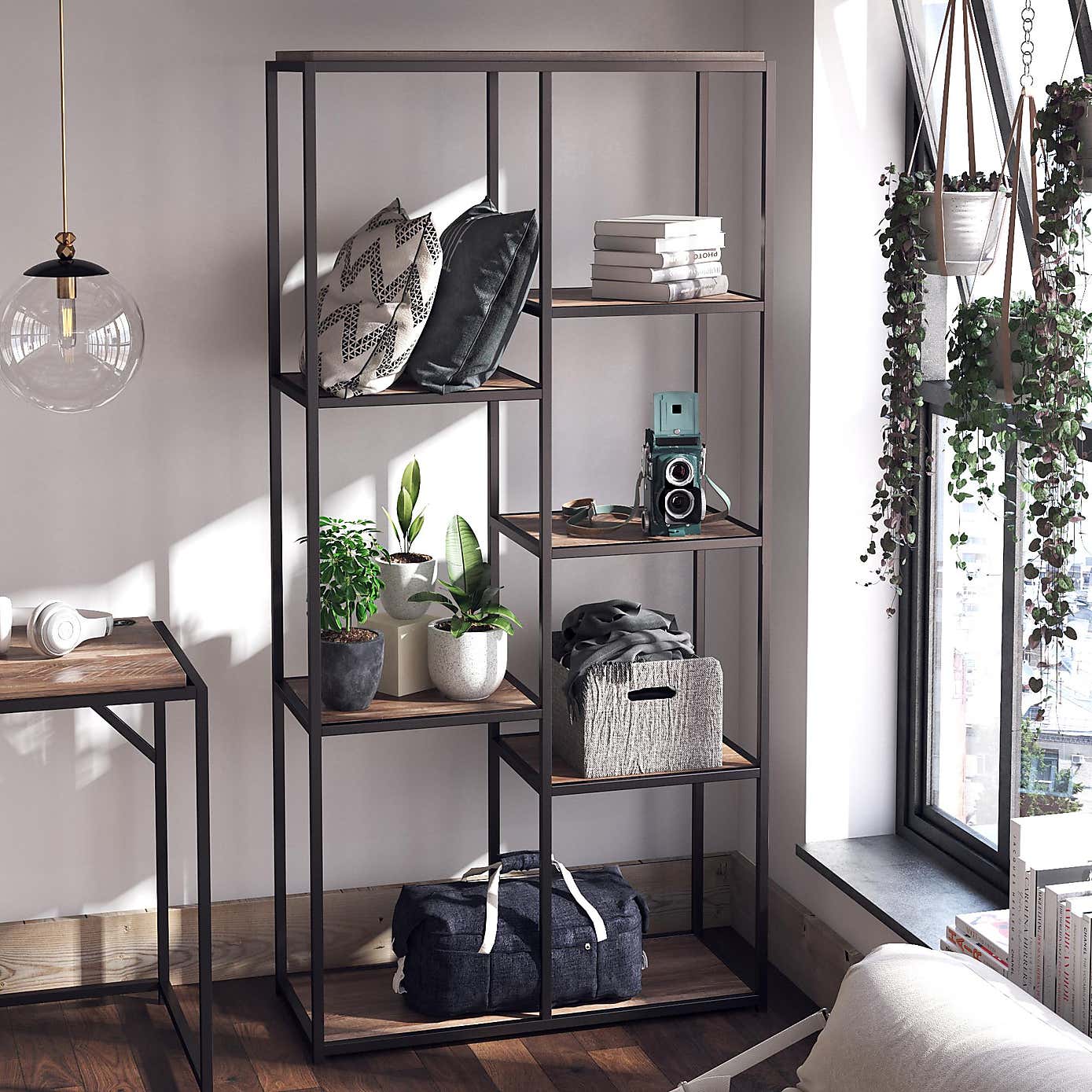 Quincy 5 Shelf Bookcase, Weathered Oak