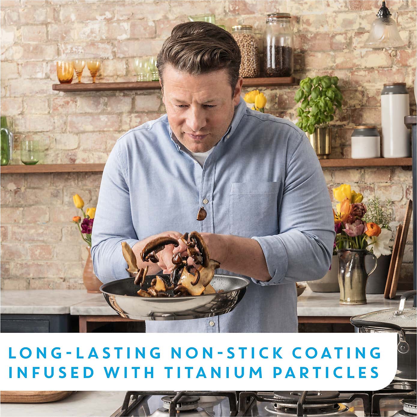 Jamie Oliver by Tefal Quick & Easy Stainless Steel Frying Pan Twin Pack, 20cm, 28cm