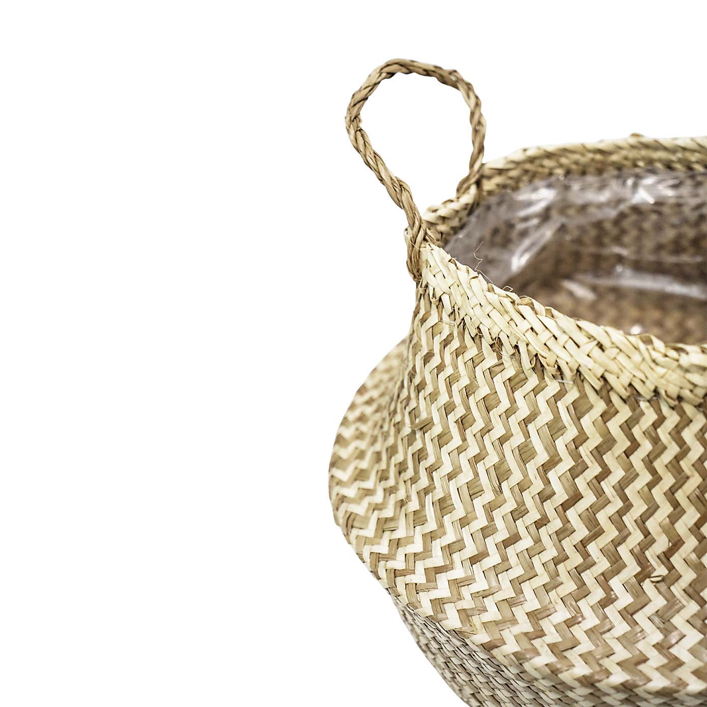 Medium Seagrass Chevron White Lined Basket
