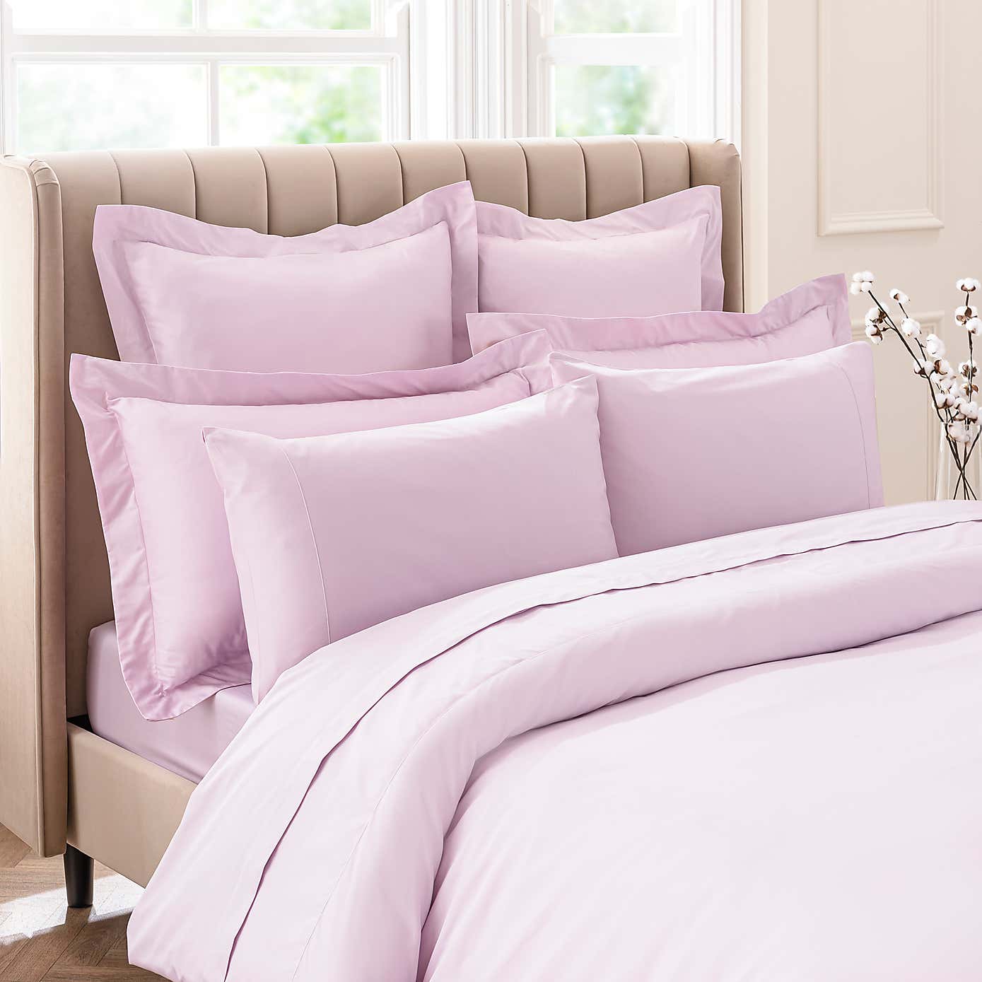 Dorma 300 Thread Count 100% Cotton Sateen Plain V-Shaped Pillowcase