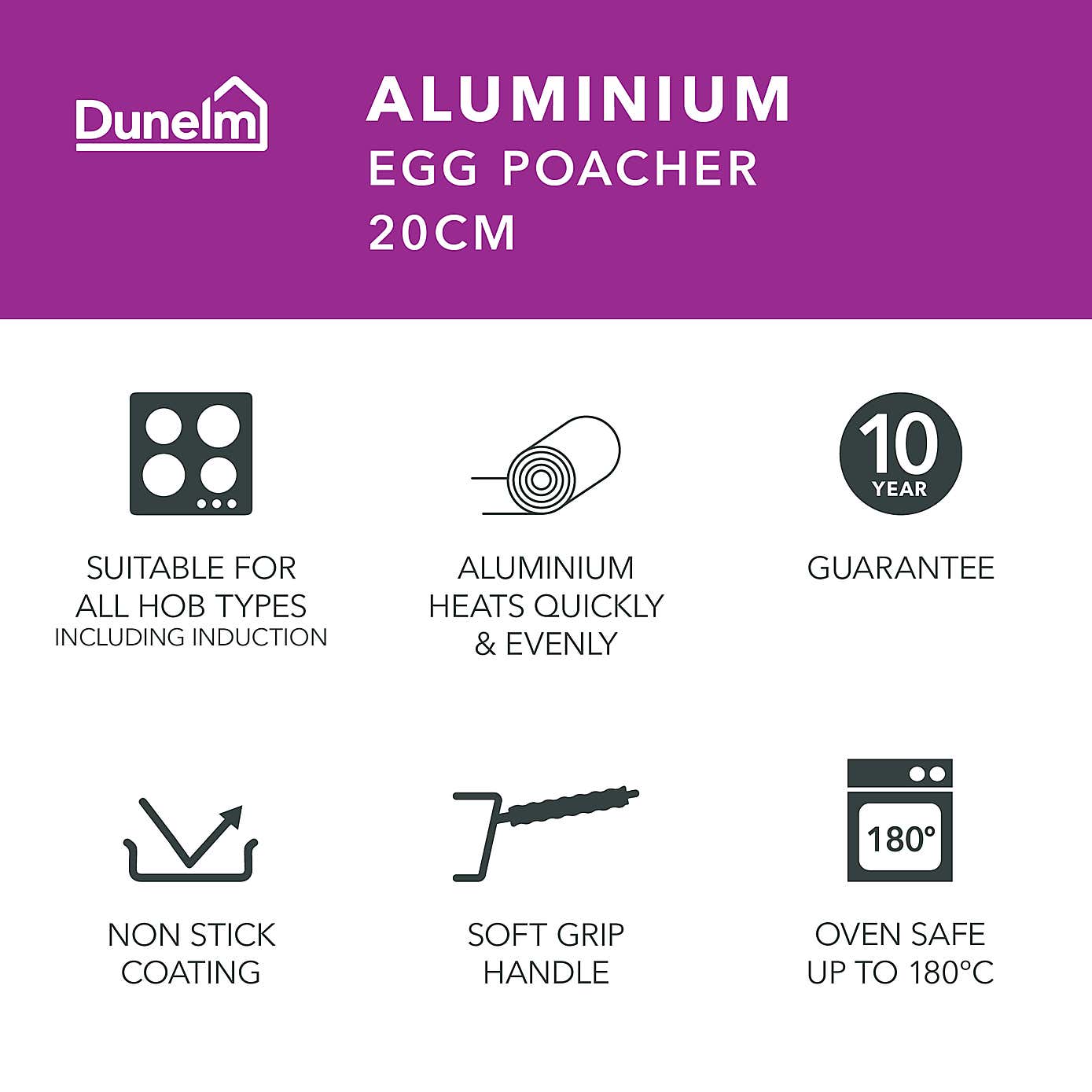 Non-Stick Aluminium Egg Poacher, 20cm