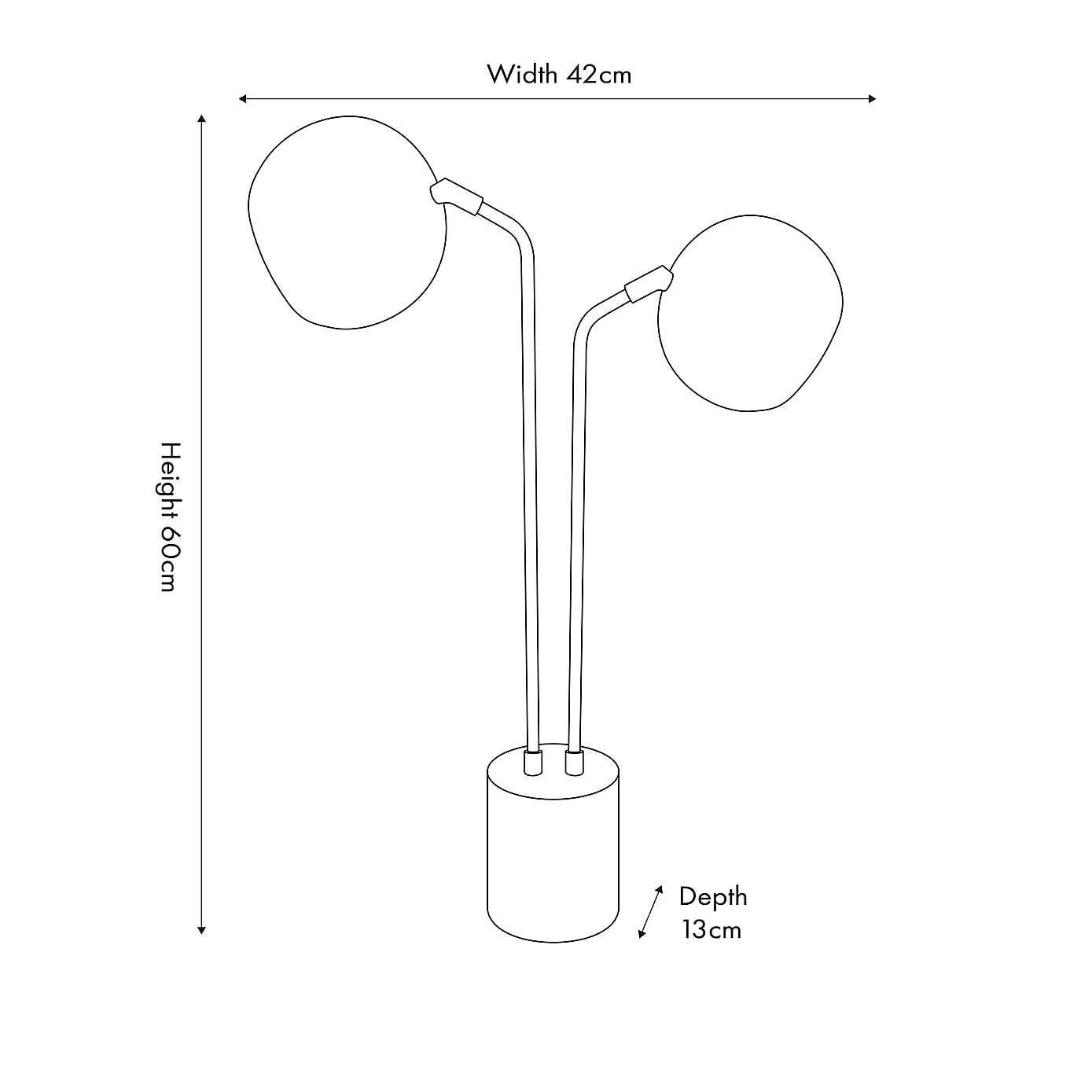 Bailey Black 2 Head Table Lamp