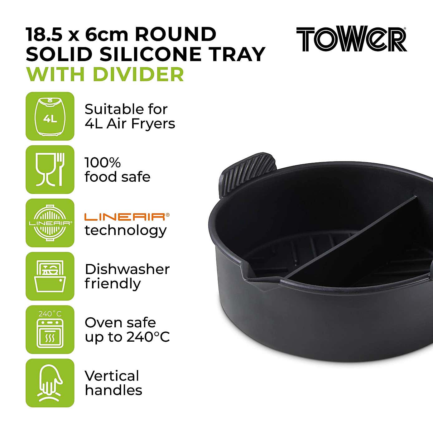 Tower Round Solid Tray With Divider