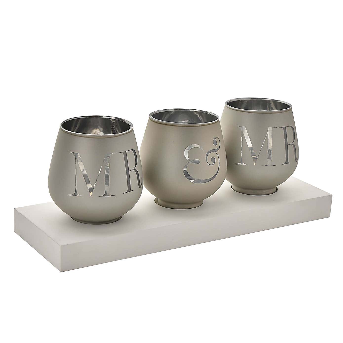 Amore Mr and Mrs Triple Tea Light Holder