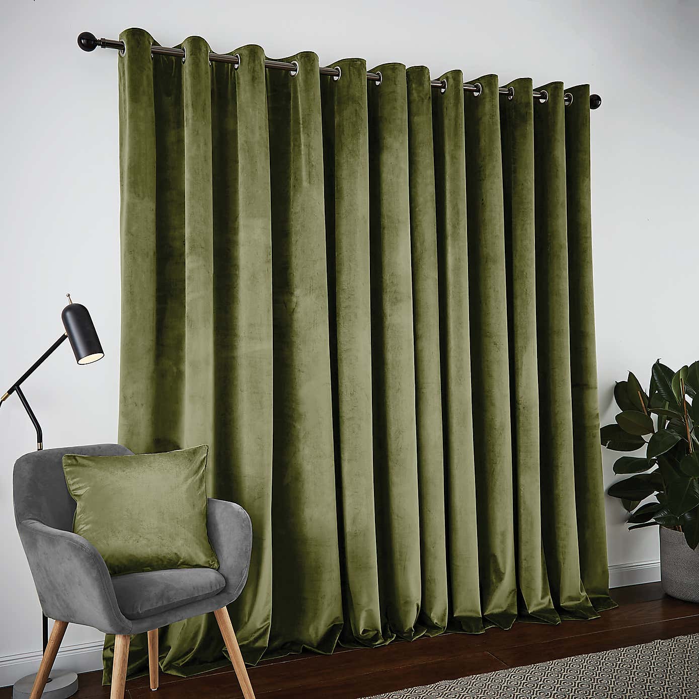Recycled Velour Eyelet Curtains
