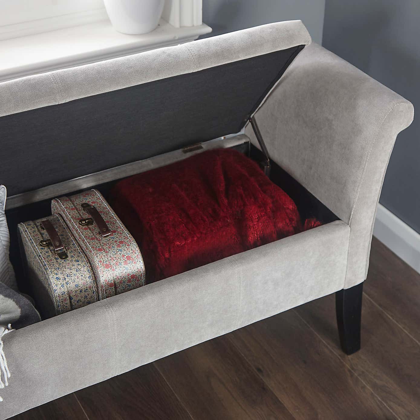 Balmoral Grey Chenille Window Seat
