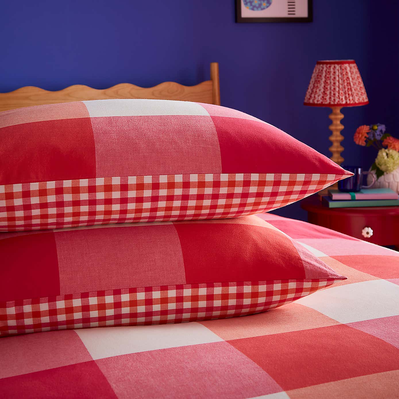 Sophie Robinson Picnic Plaid 100% Cotton Duvet Cover & Pillowcase Set