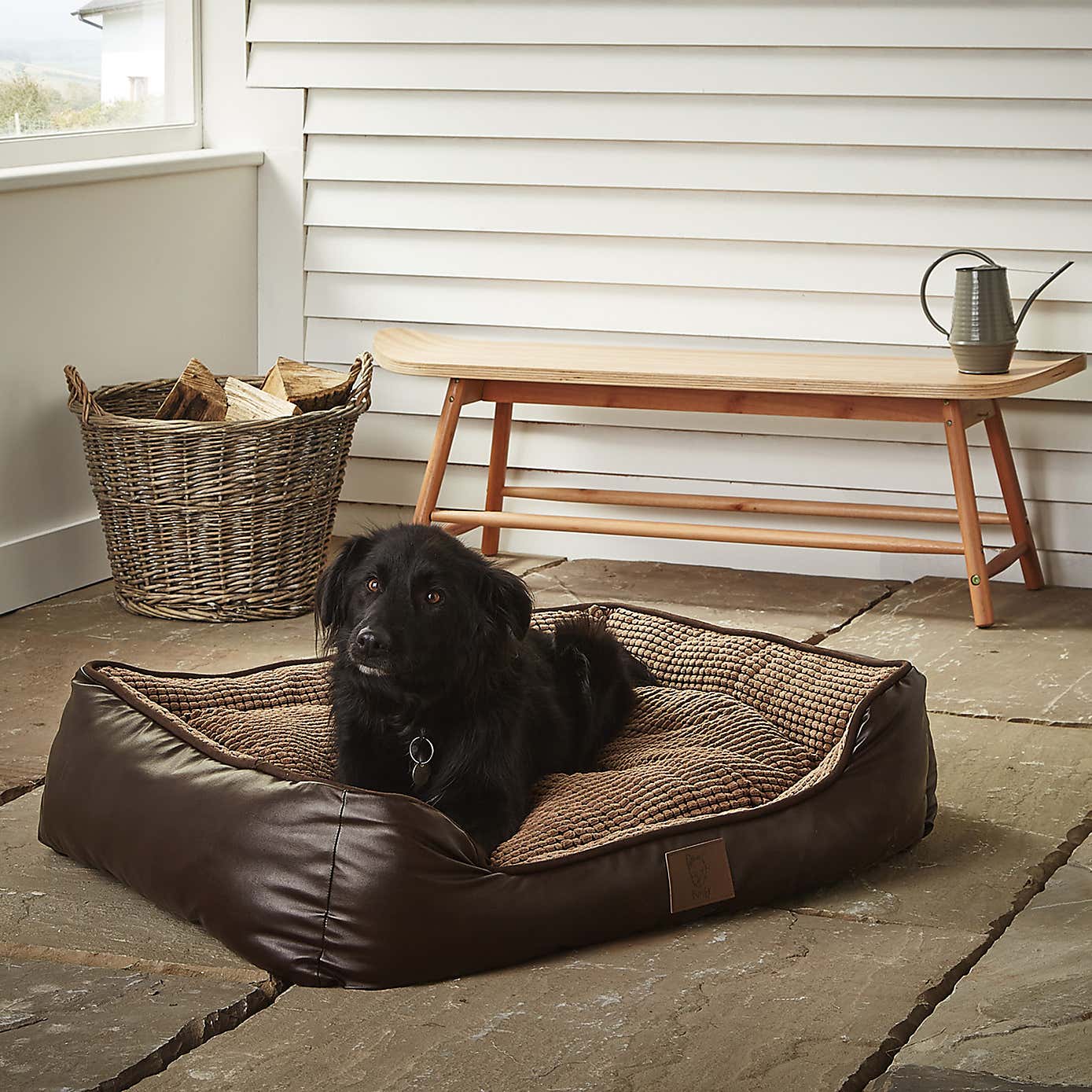Bunty Brown Tuscan Faux Leather Dog Bed