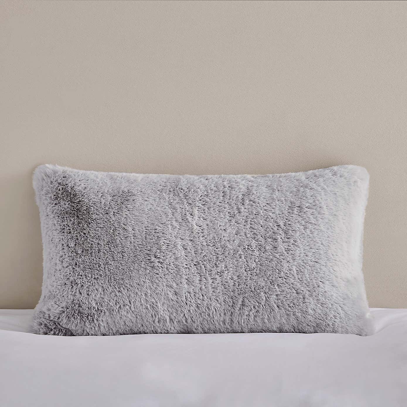 Dorma Purity Faux Fur Grey Boudoir Cushion
