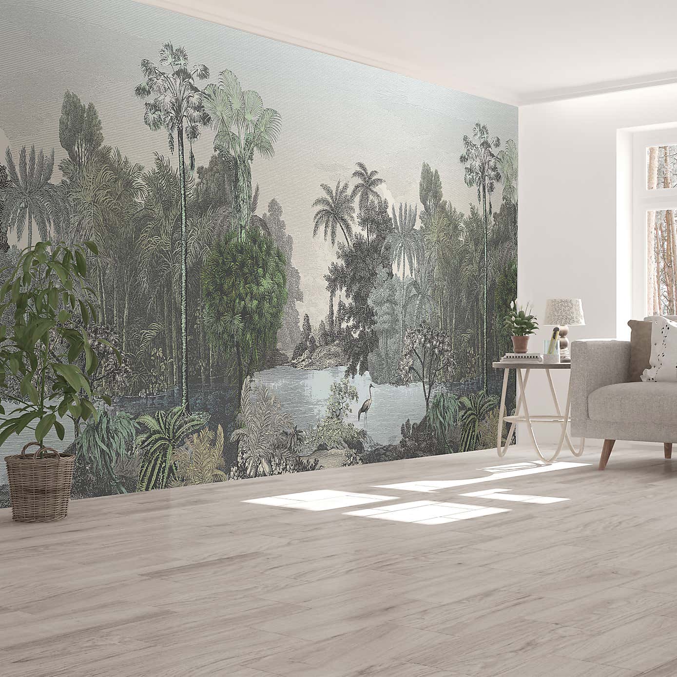 Vintage Tropical Black and White Mural