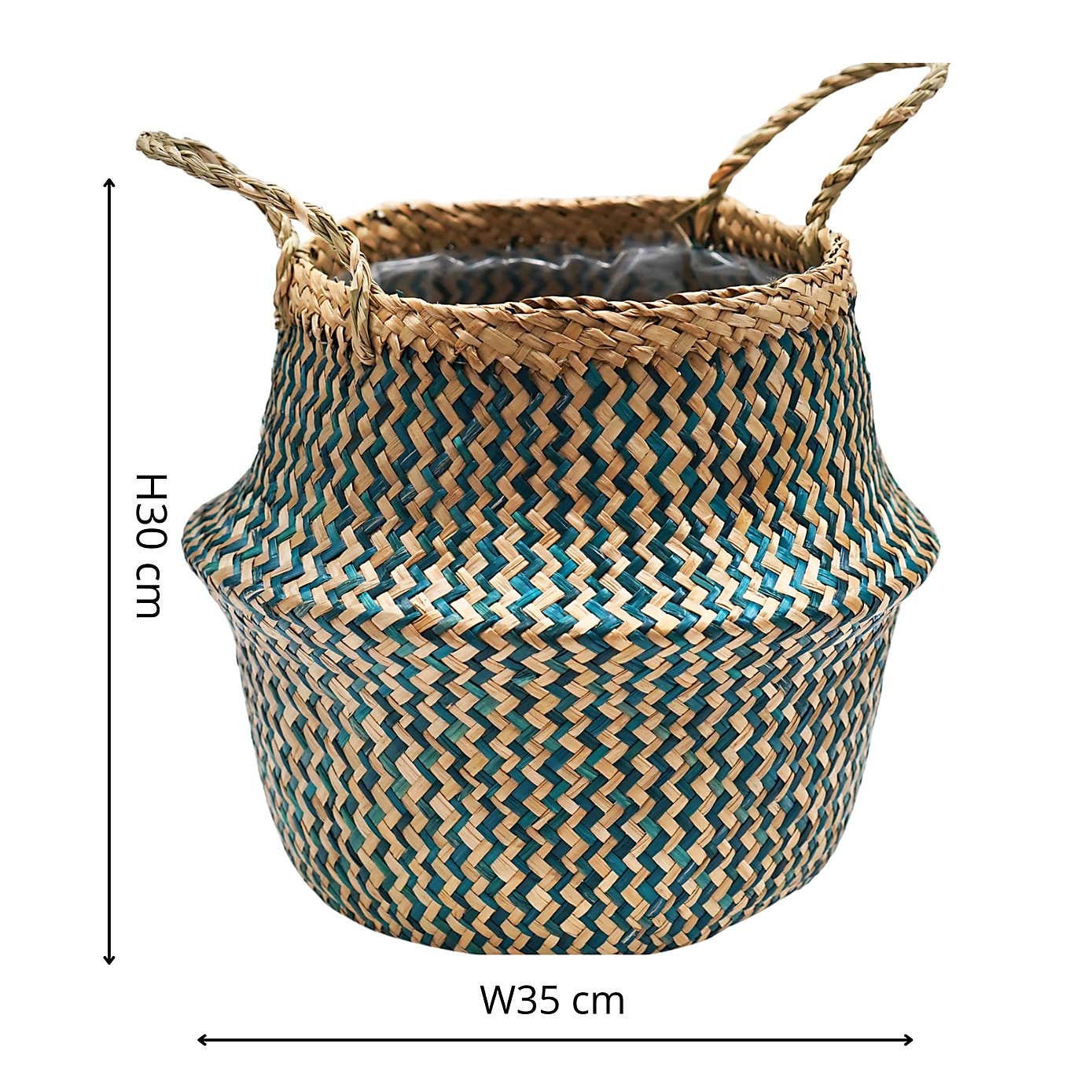 Medium Seagrass Chevron White Lined Basket