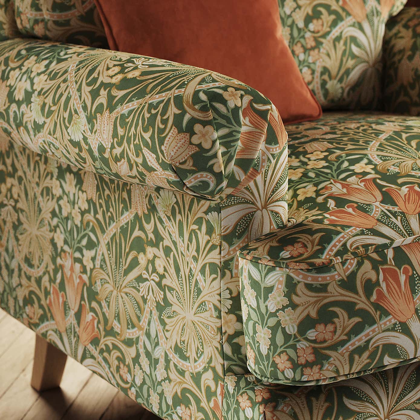 William Morris Woodland Weed Velvet Fabric Sample