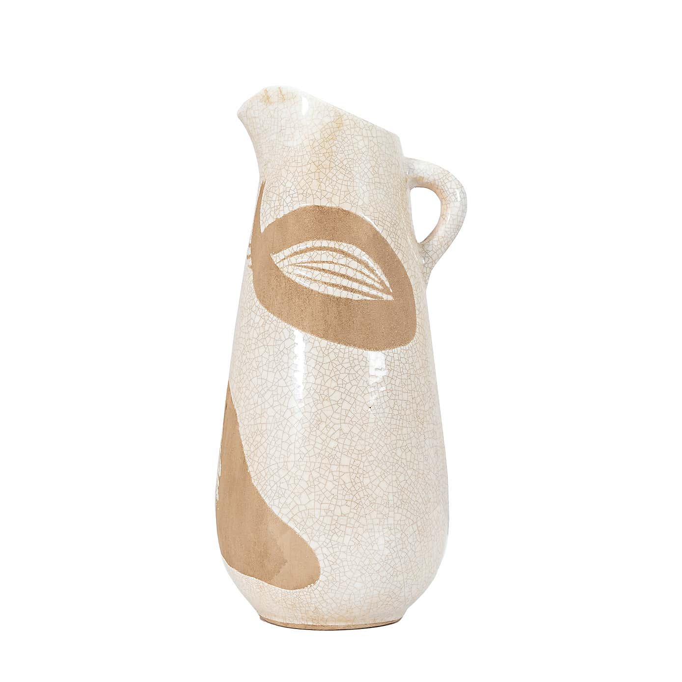 Colly Pitcher Vase Reactive Brown and White 37cm