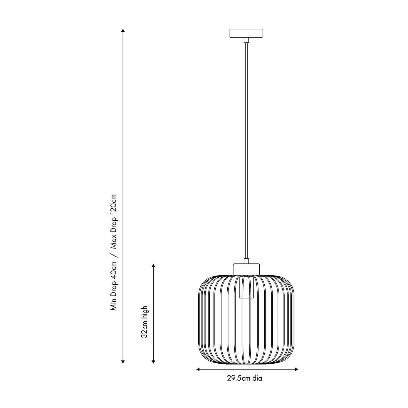 Dania Metal Wire Pendant, Matt Black