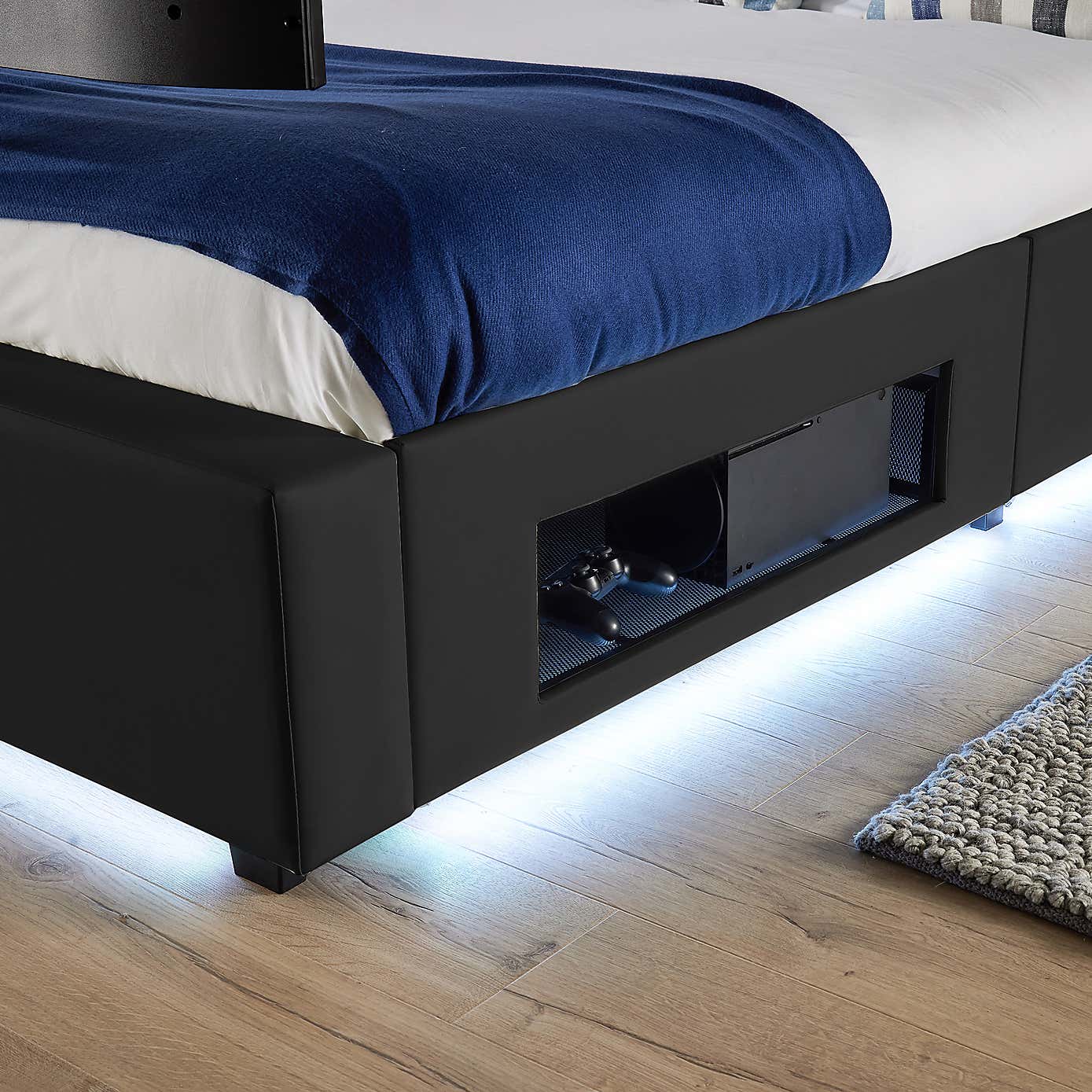 X Rocker Living Ava TV Bed with LED Lights and TV Mount