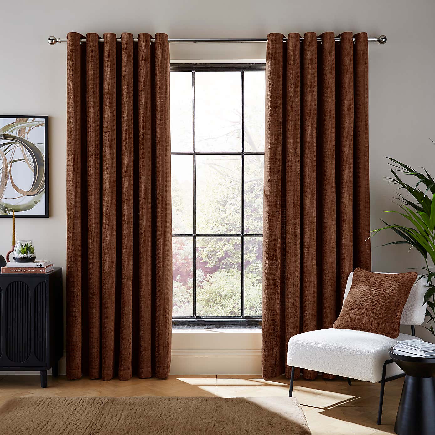 Cashton Chenille Heavyweight Eyelet Curtains