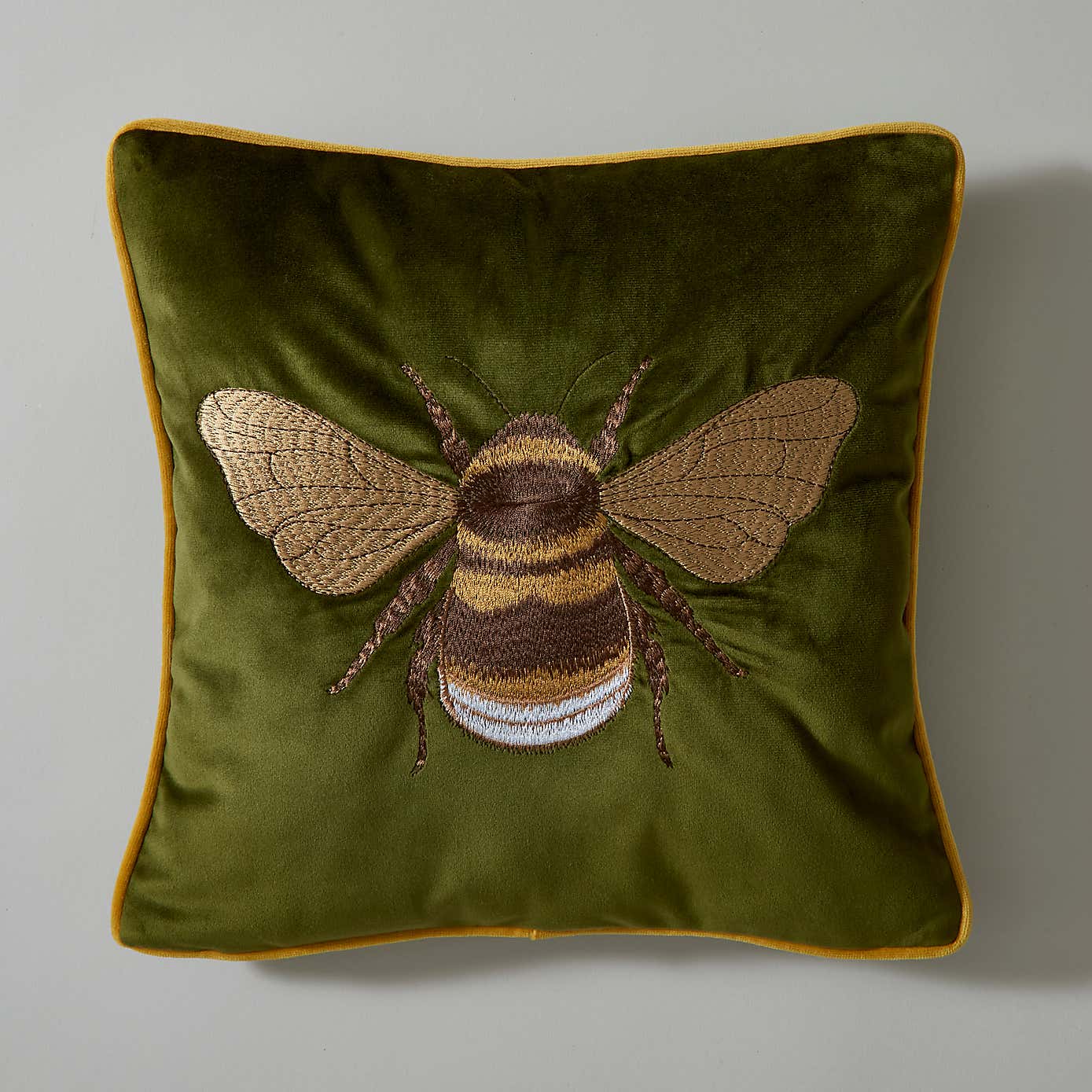 Embroidered Bee Square Cushion