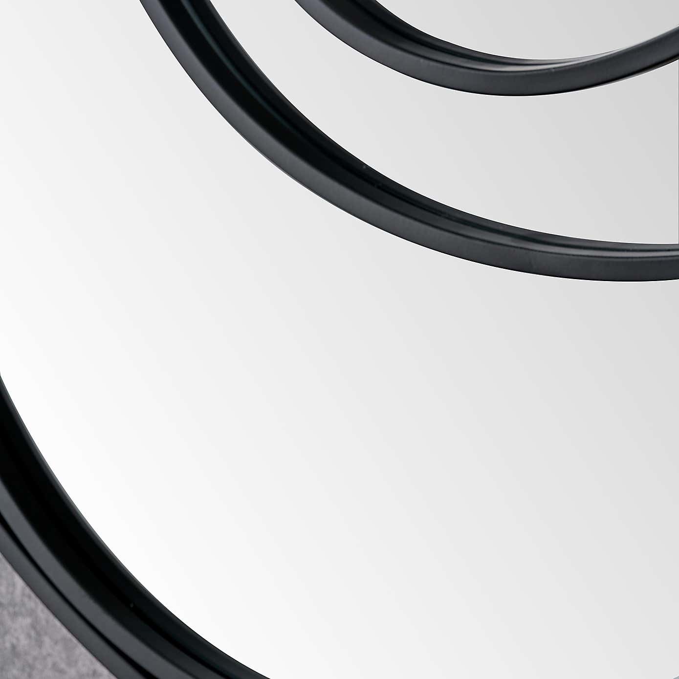 Black Swirl Round Wall Mirror