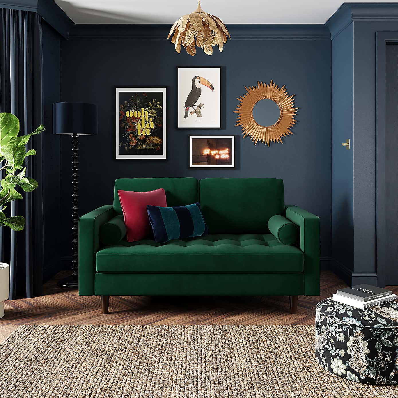 Zoe Velvet 2 Seater Sofa