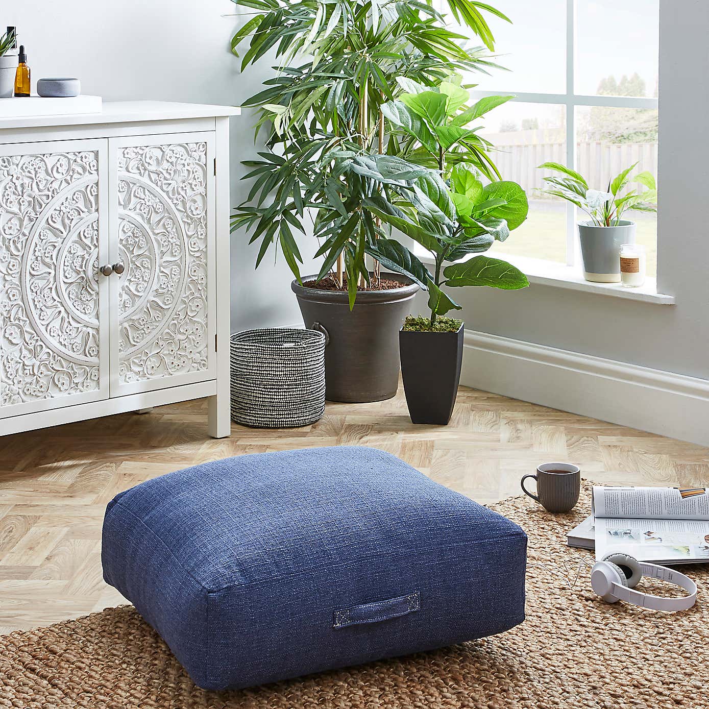 Slub Indigo Floor Cushion