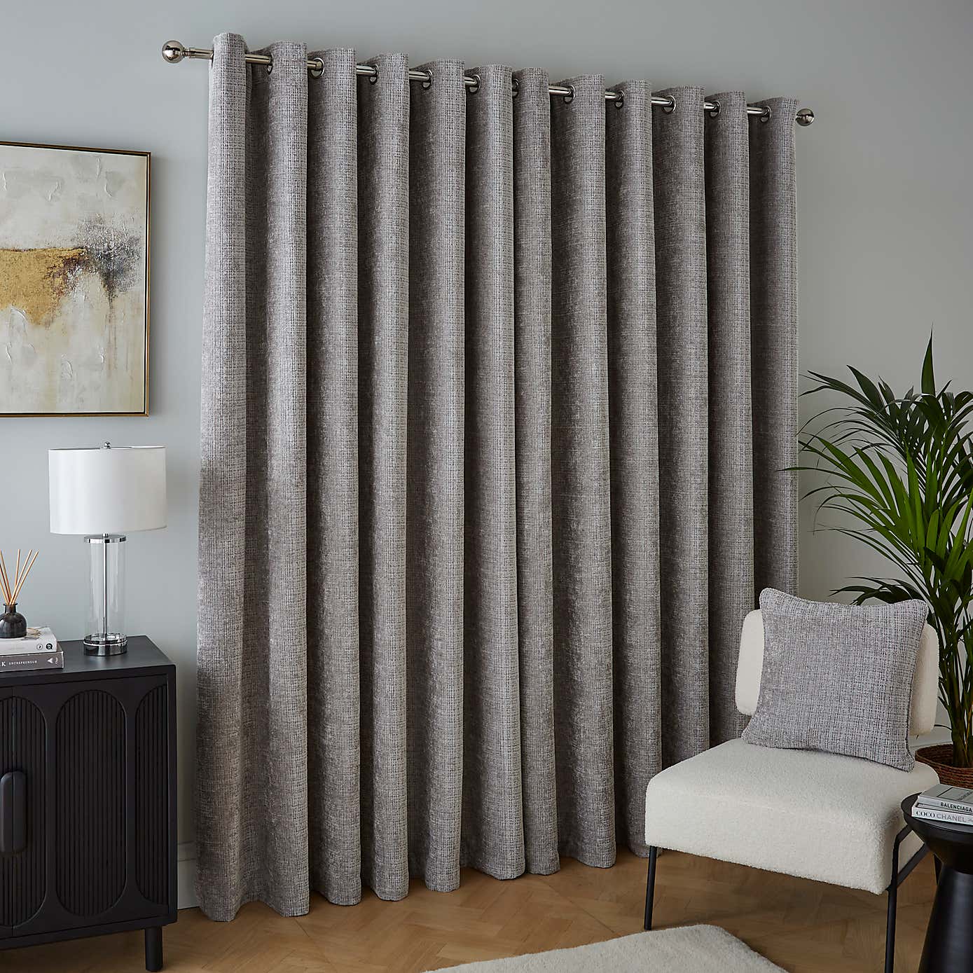 Cashton Chenille Heavyweight Eyelet Curtains