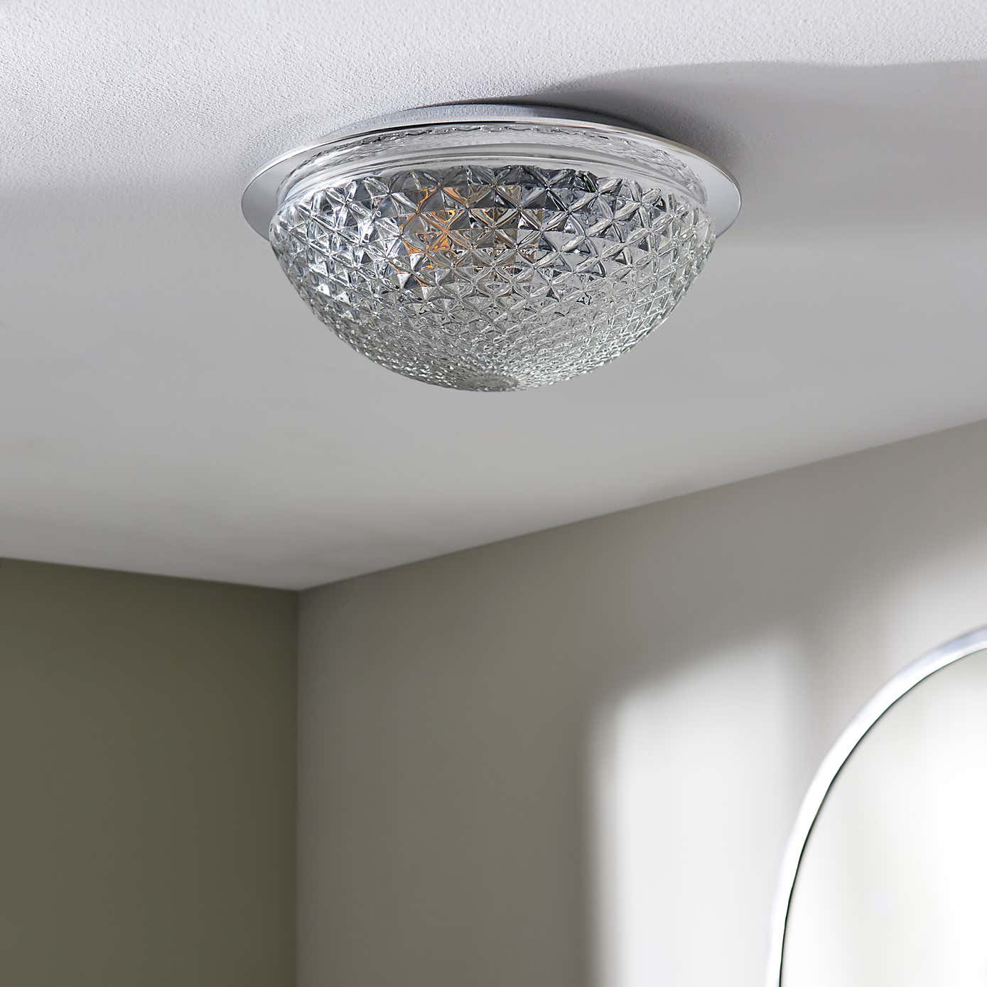 Tropic Faceted Dome Flush Bathroom Ceiling Fitting