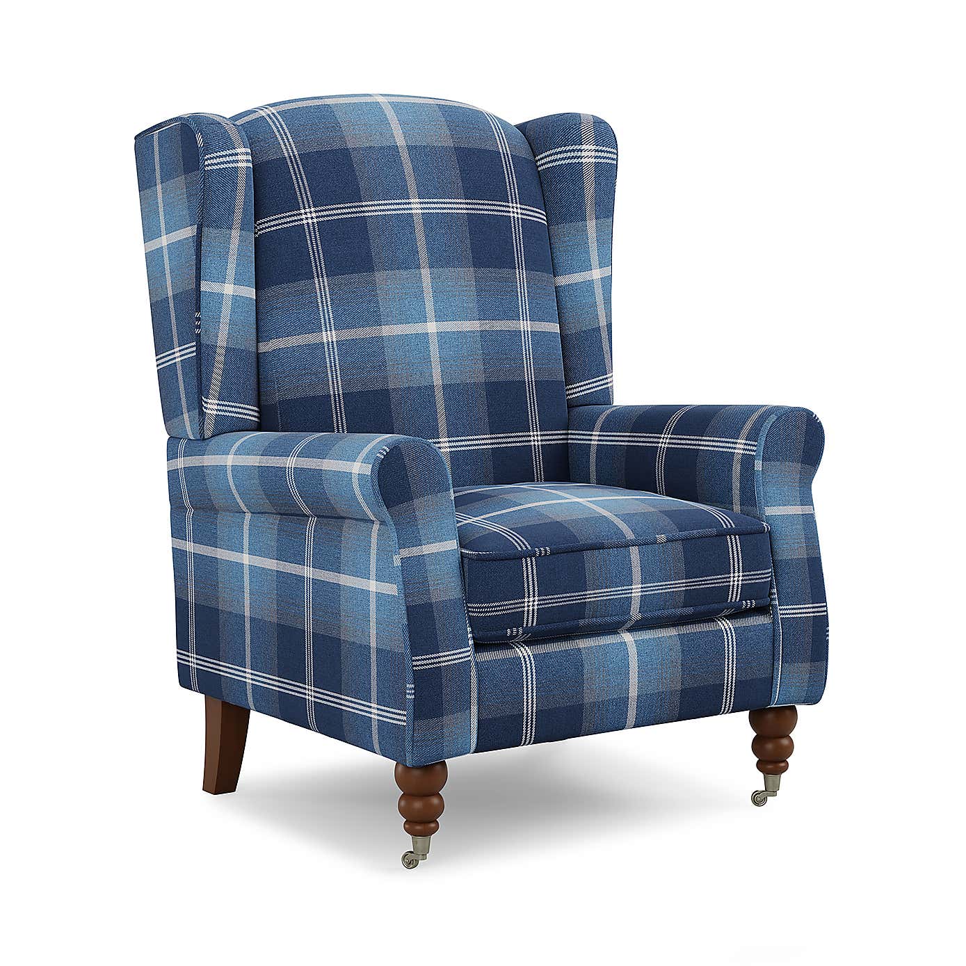 Oswald Grande Check Wingback Armchair