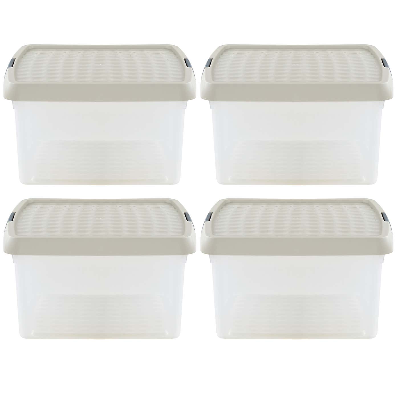 Wham Clip Pack of 4 Square Storage Boxes With Lids
