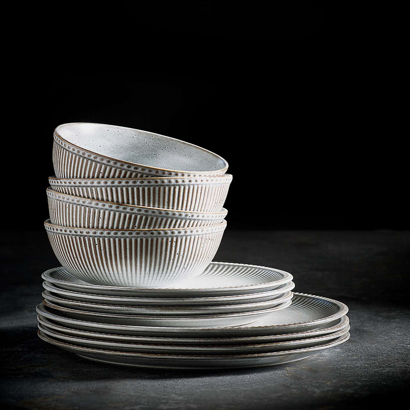 Steeple Embossed 12 Piece Dinner Set