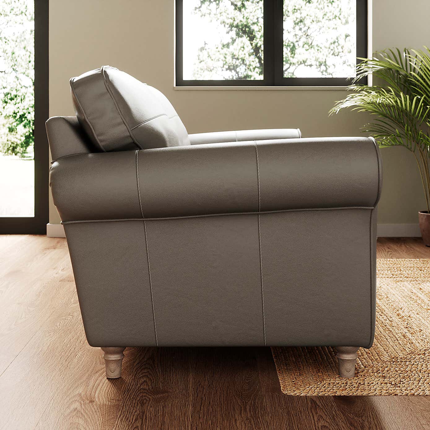 Flori Classic Leather 3 Seater Sofa