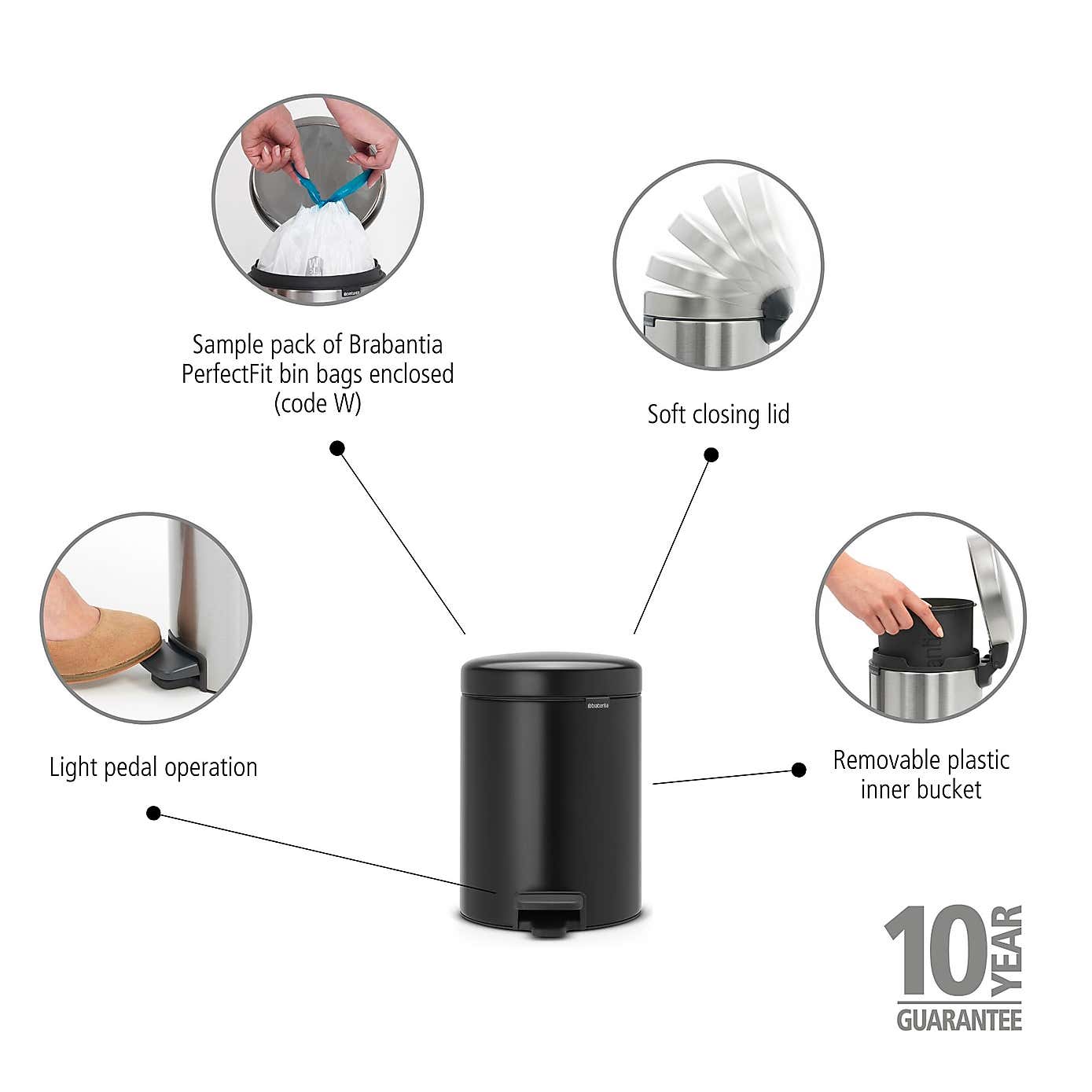 Brabantia NewIcon 5L Pedal Bin