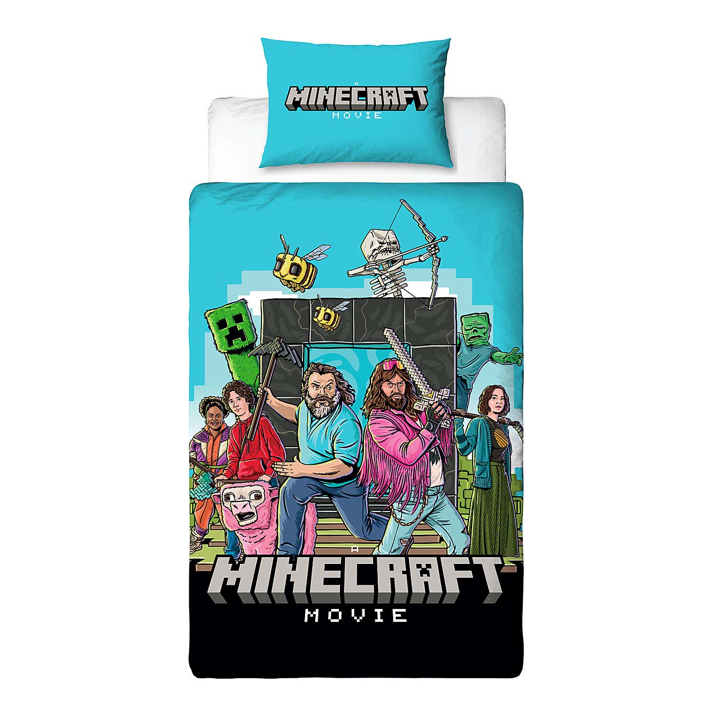 Minecraft Movie Squad Polycotton Single Duvet Cover & Pillowcase Set