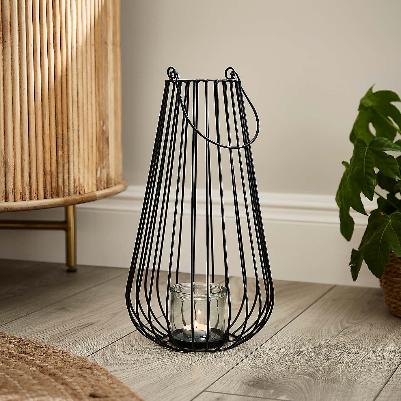 Black Wire Lantern 40cm